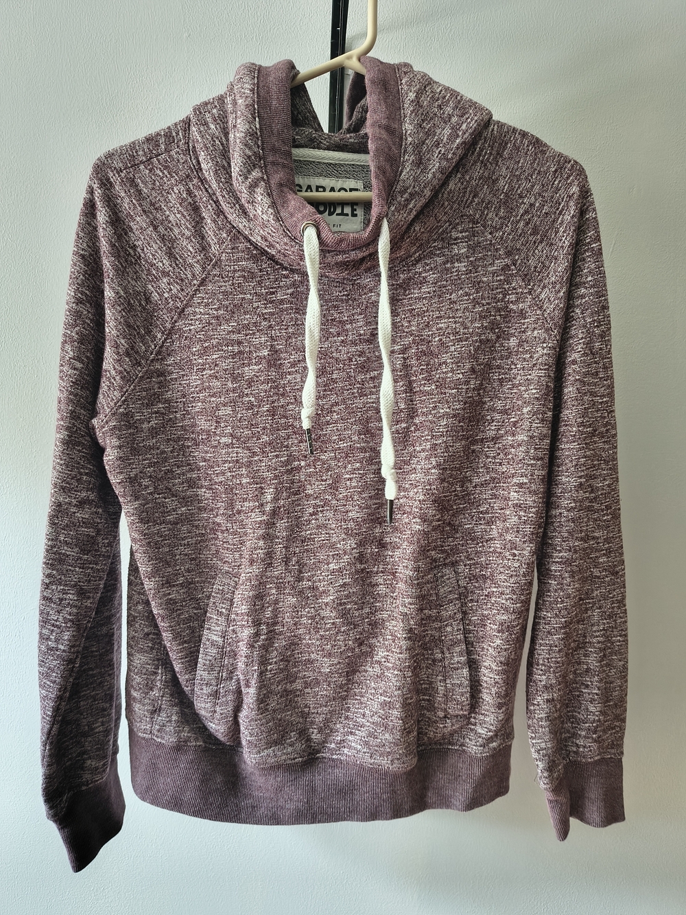 Garage Girls Marled Burgundy Hoodie with White Drawstrings